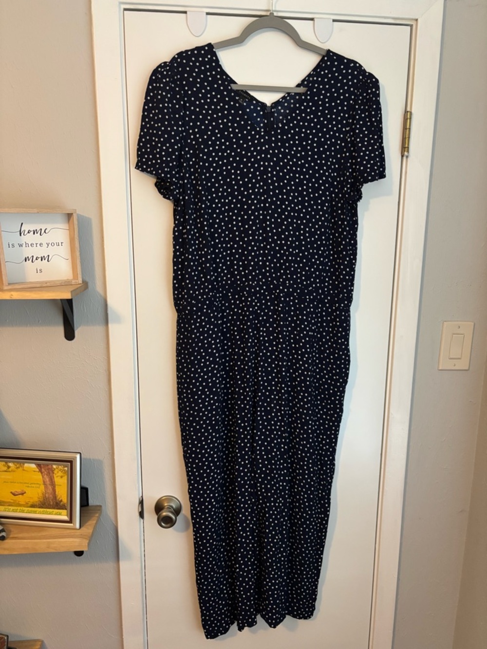 Talbots Navy Maxi Dress with White Polka Dots